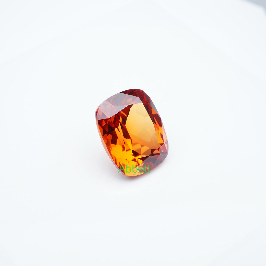 Antique cushion lab grown orange sapphire