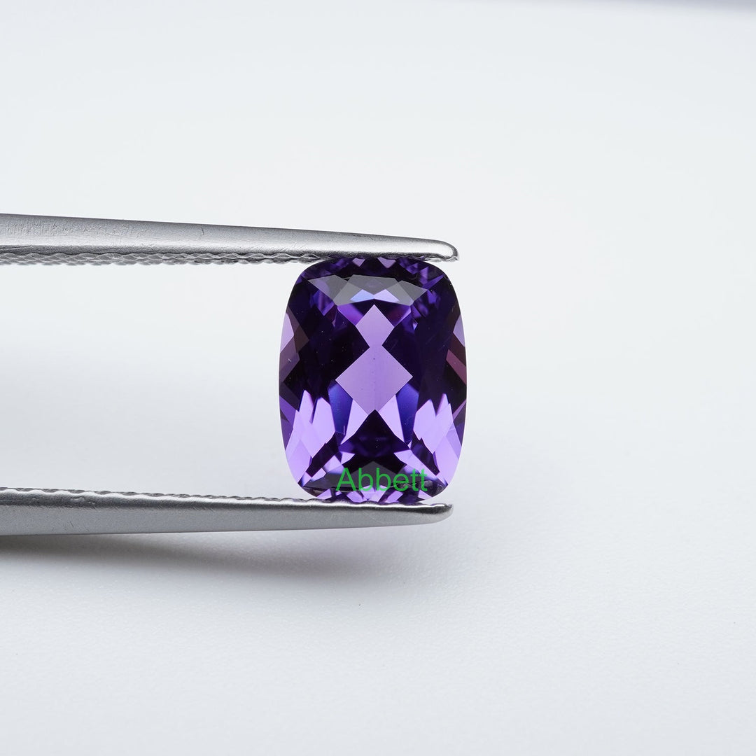 Antique cushion lab grown purple sapphire