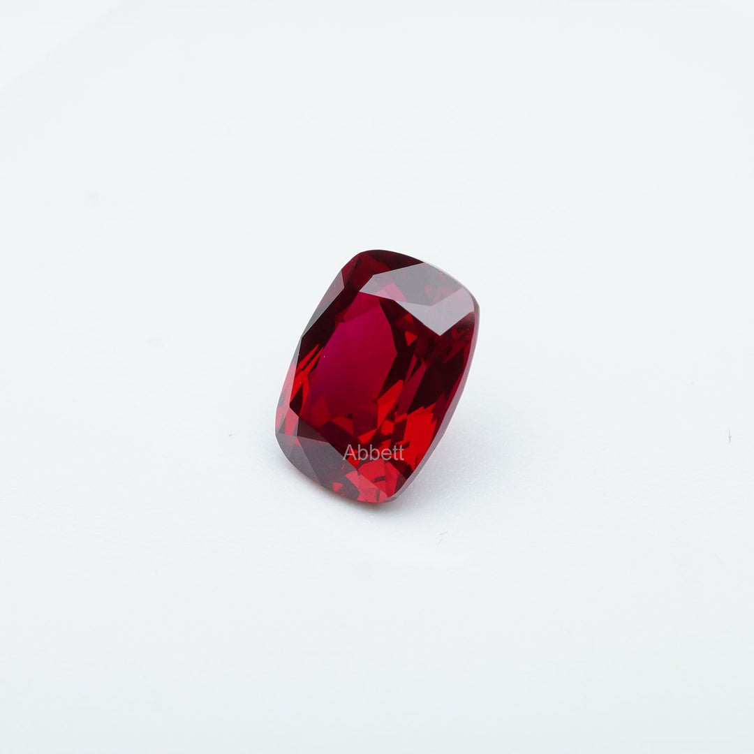 Antique cushion lab grown ruby