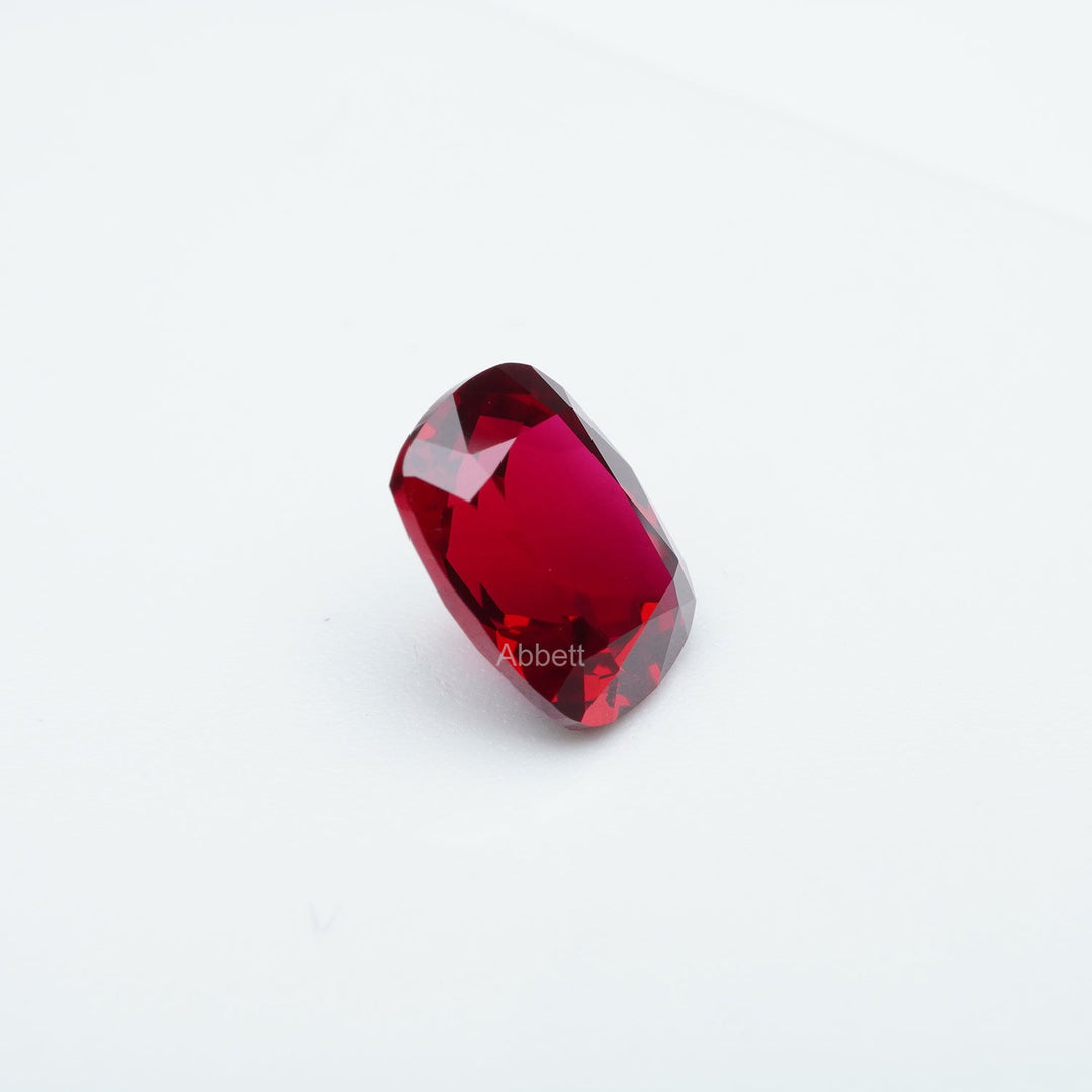 Antique cushion lab grown ruby