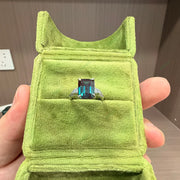 Art Deco Emerald Cut Lab-Grown Alexandrite Ring | 4.2ct Structural Solitaire with Pavé Band