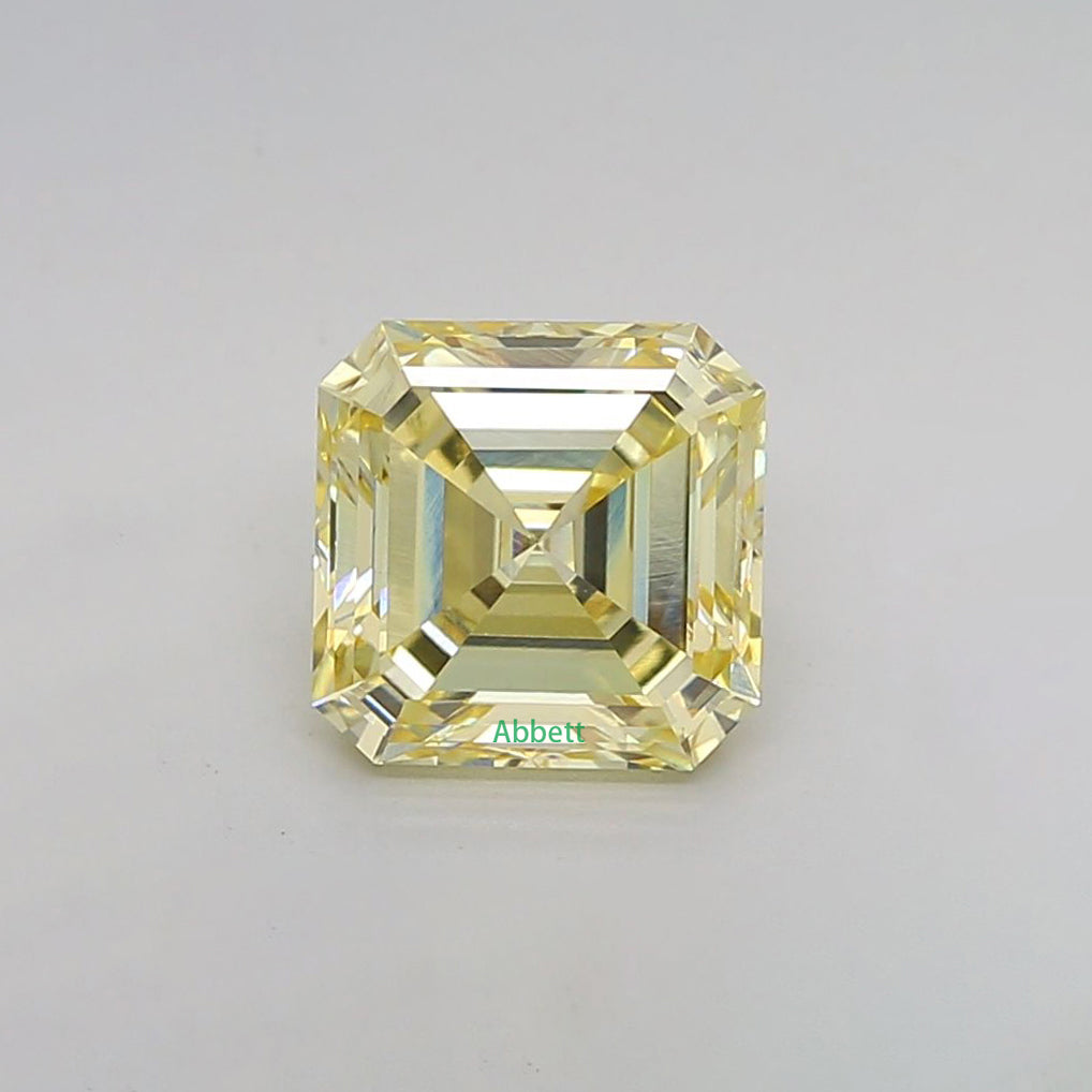Asscher lab grown yellow diamond