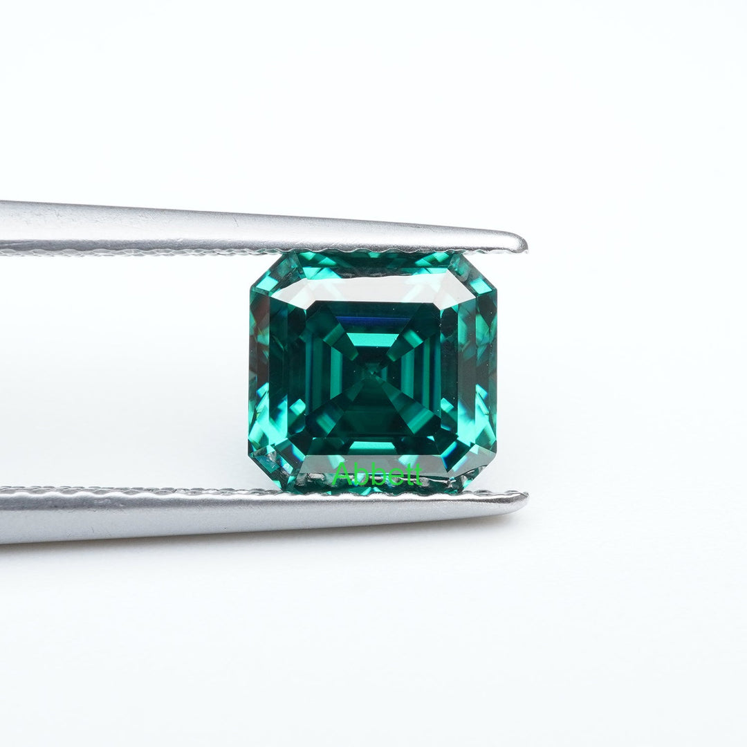 Asscher green moissanite