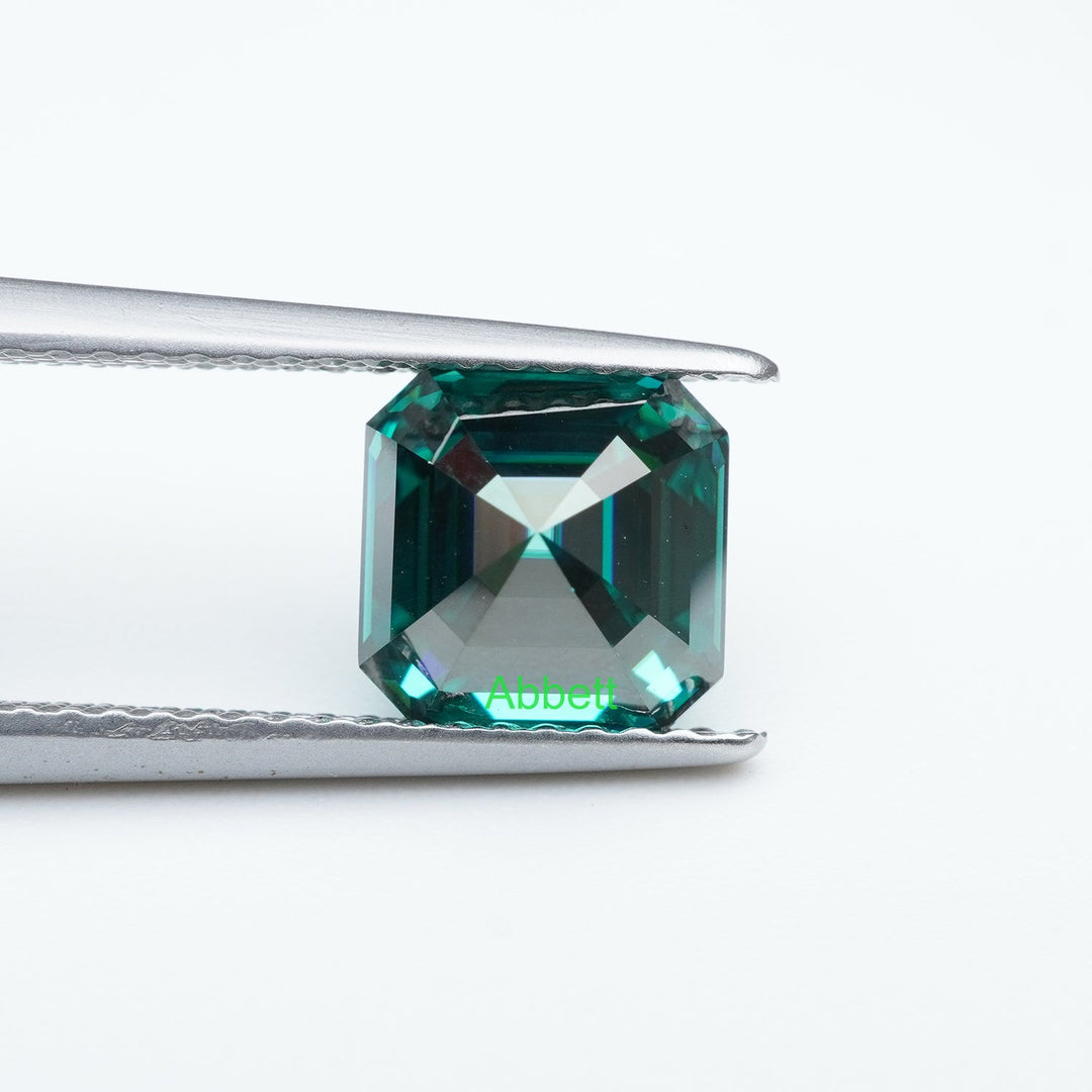 Asscher green moissanite