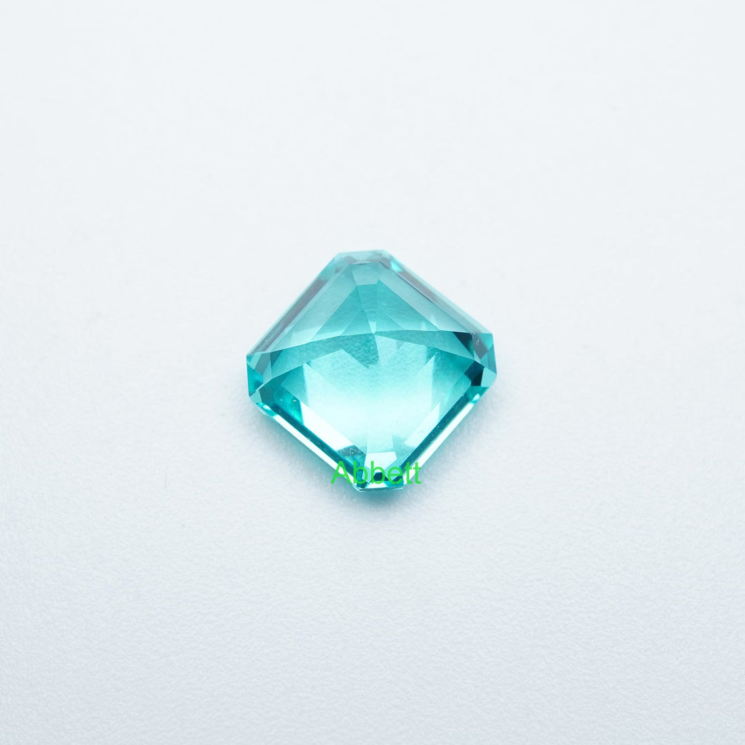 Asscher lab grown Paraiba YAG