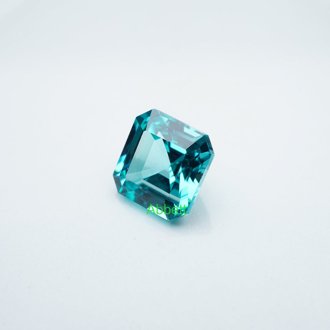 Asscher lab grown Paraiba YAG