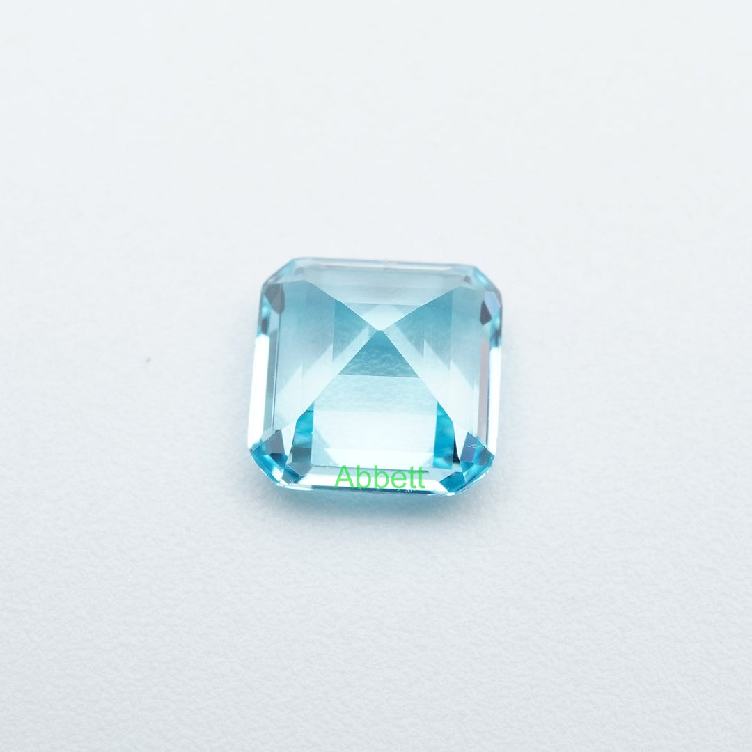 Asscher lab grown santa maria sapphire