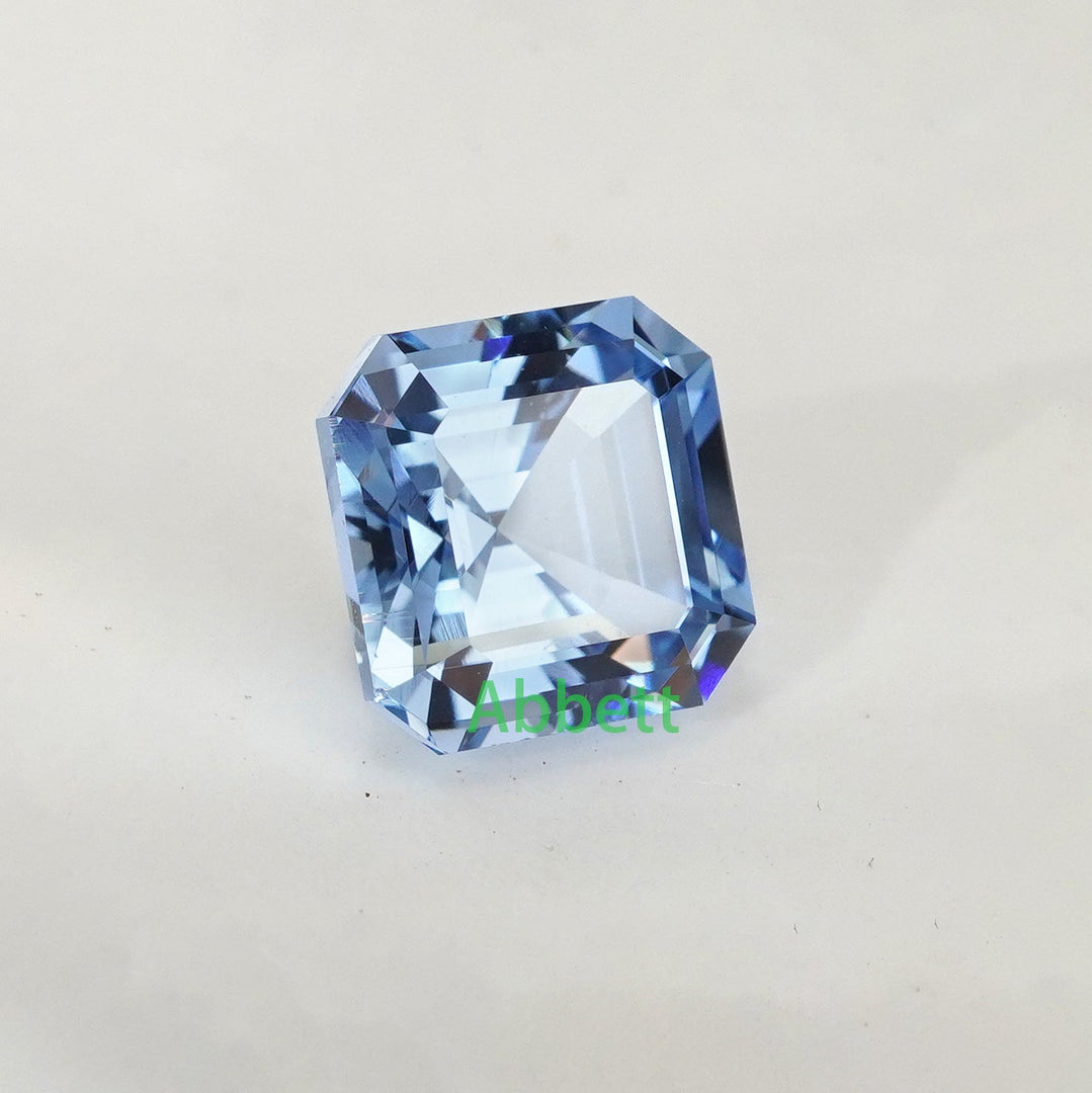 Asscher lab grown aqua spinel