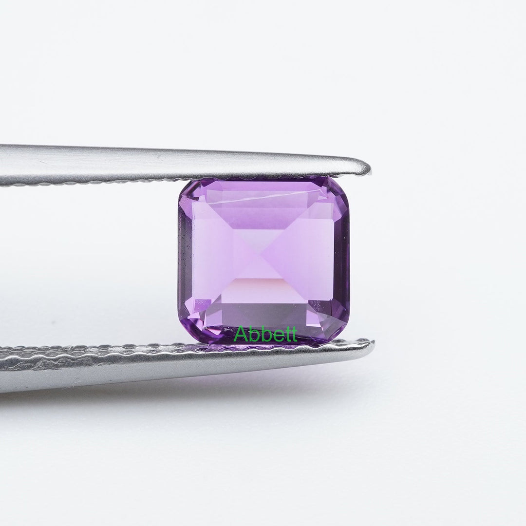 Asscher lab grown purple sapphire