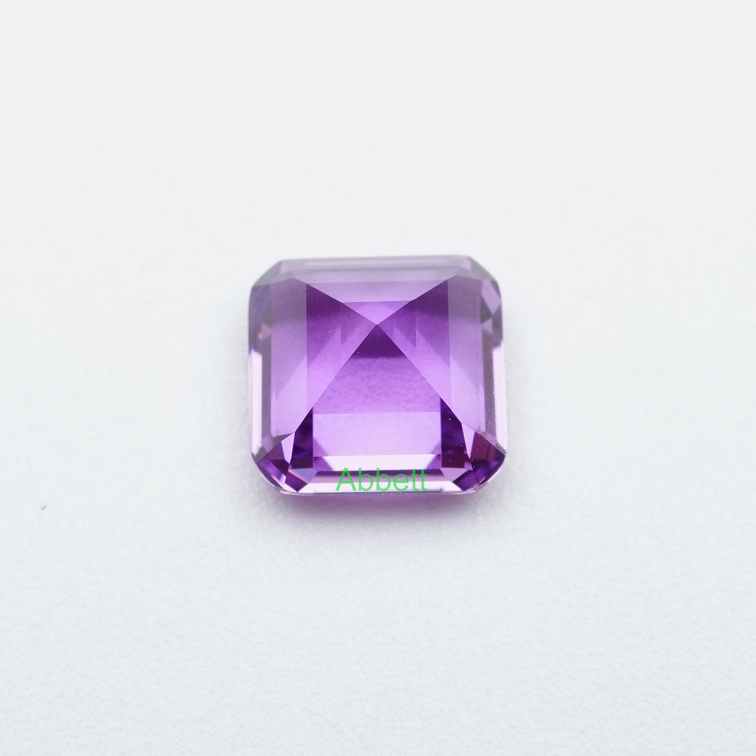 Asscher lab grown purple sapphire