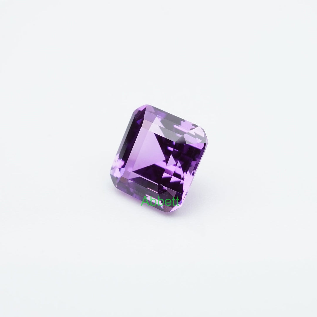 Asscher lab grown purple sapphire
