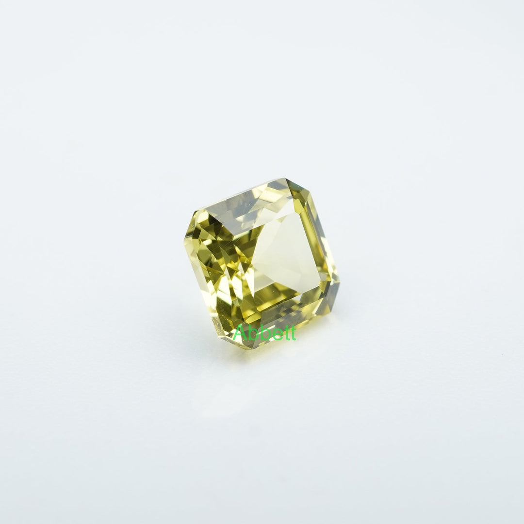 Asscher lab grown yellow sapphire