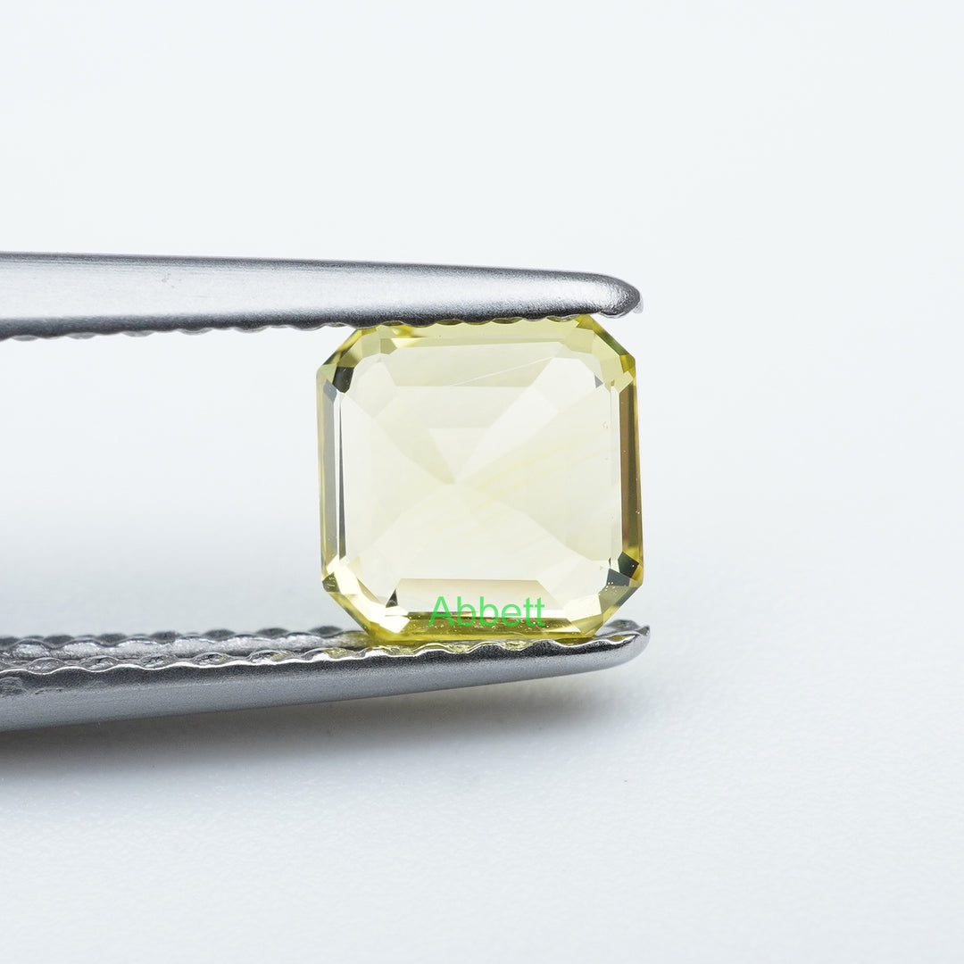 Asscher lab grown yellow sapphire