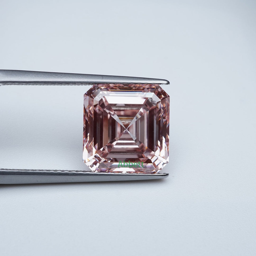 Asscher lab grown pink diamond