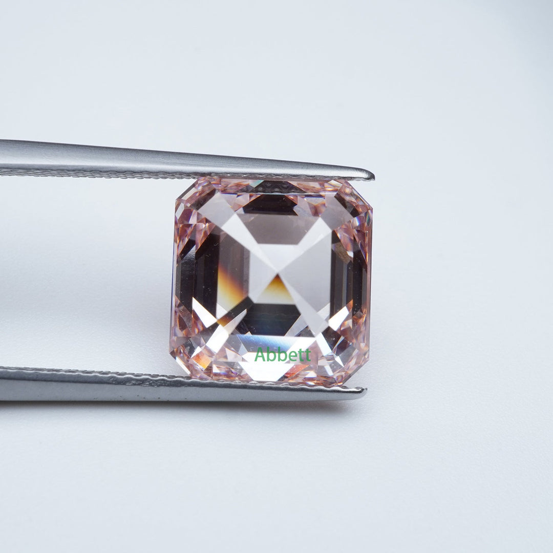 Asscher lab grown pink diamond