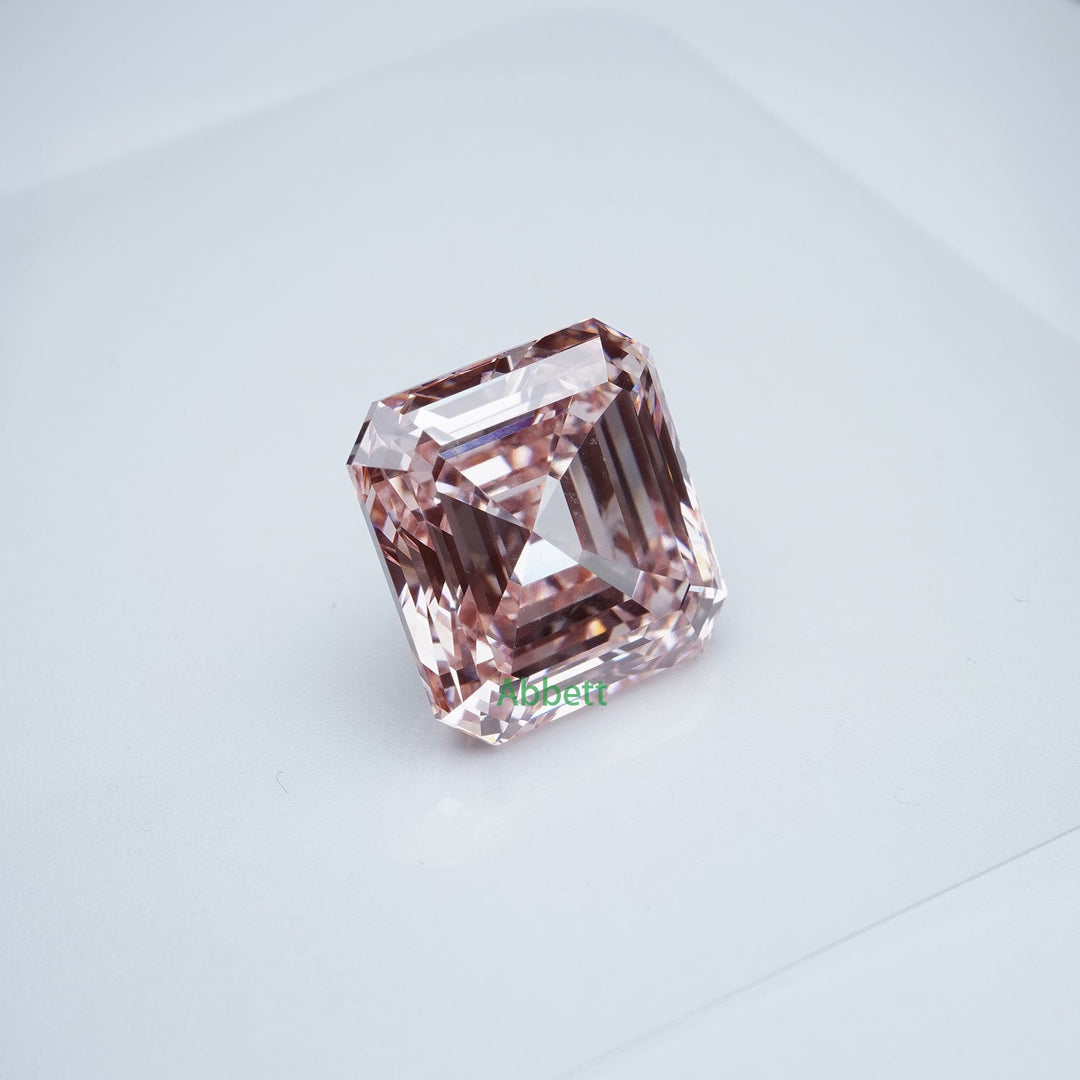 Asscher lab grown pink diamond