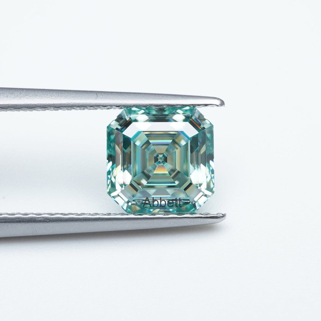 Asscher teal moissanite