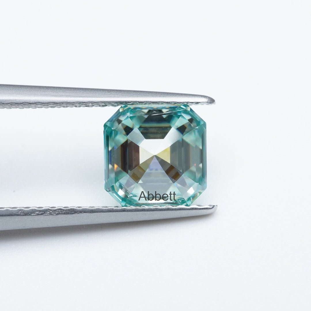 Asscher teal moissanite