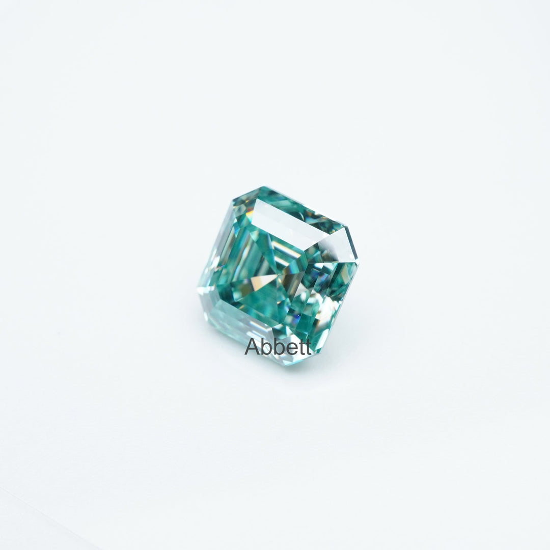 Asscher teal moissanite
