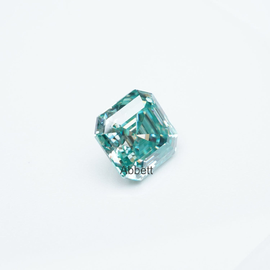 Asscher teal moissanite