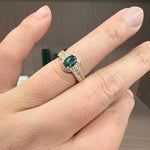 Load image into Gallery viewer, Classic Oval Lab-Grown Alexandrite Double Pavé Ring | 1.0ct Diamond Halo Split Band Engagement Ring