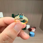 Load image into Gallery viewer, Classic Oval Lab-Grown Alexandrite Double Pavé Ring | 1.0ct Diamond Halo Split Band Engagement Ring