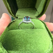 Classic Round Lab-Grown Alexandrite Halo Ring | 1.25ct Delicate Micro-Pavé Wedding Band