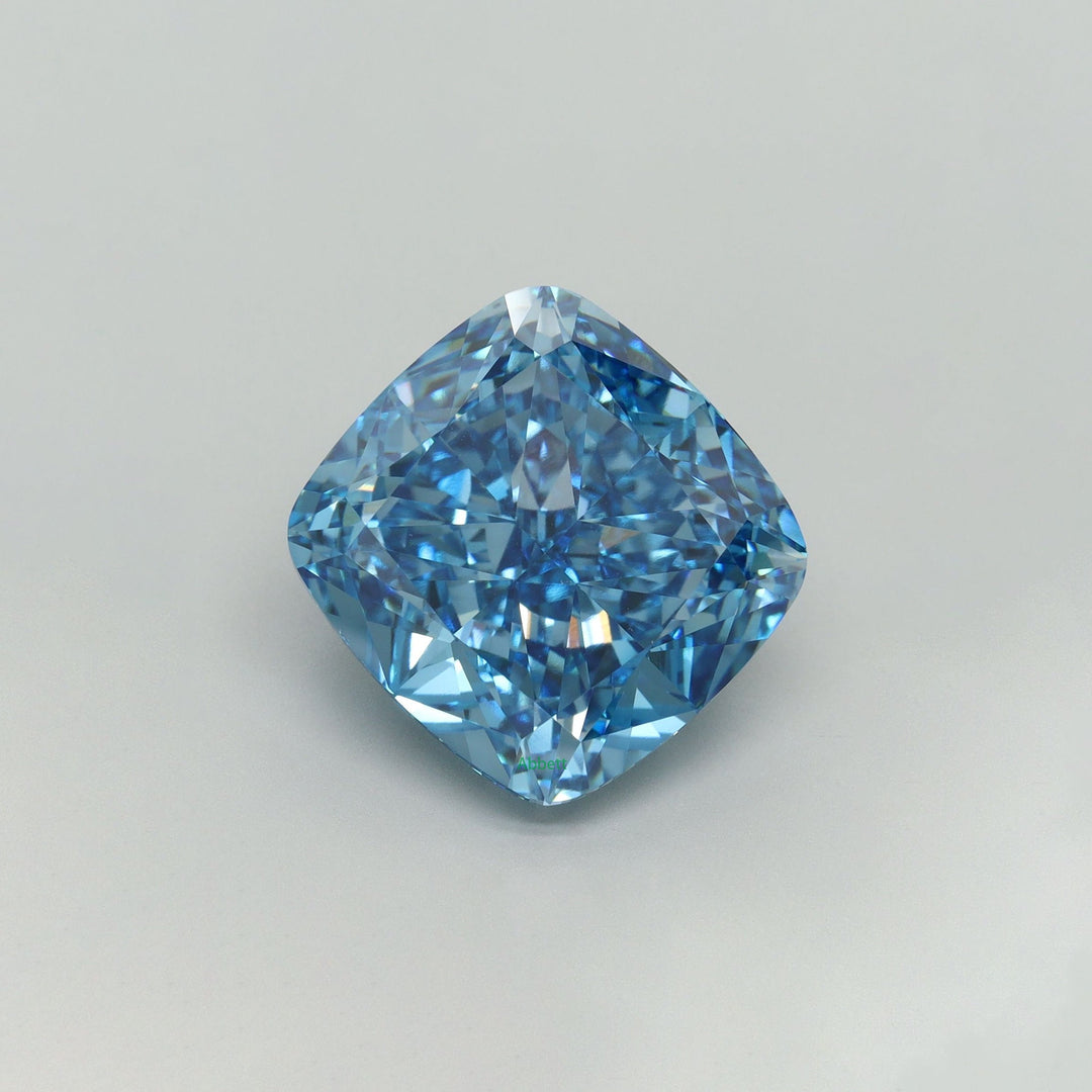 Cushion lab grown blue diamond