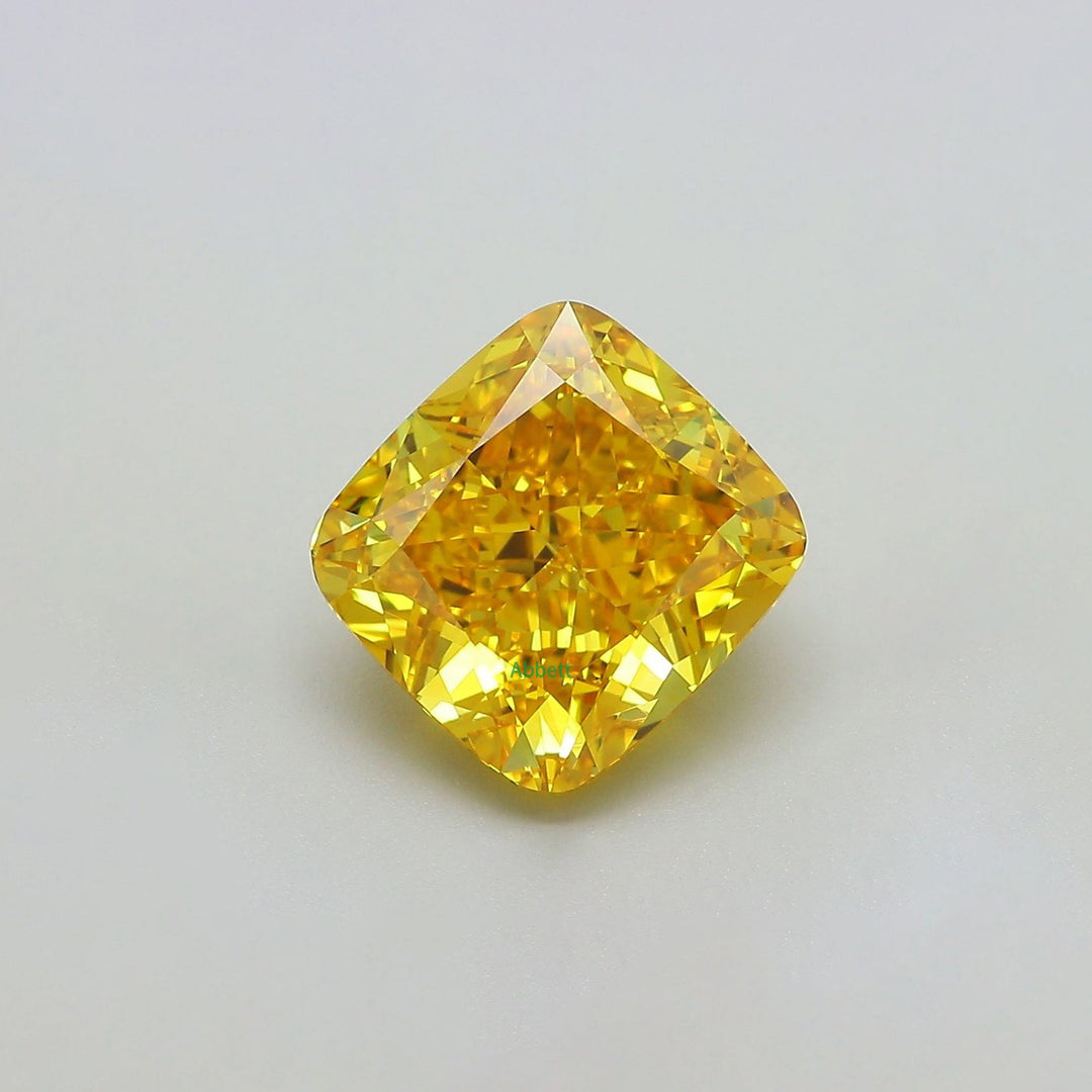 Cushion lab grown yellow diamond