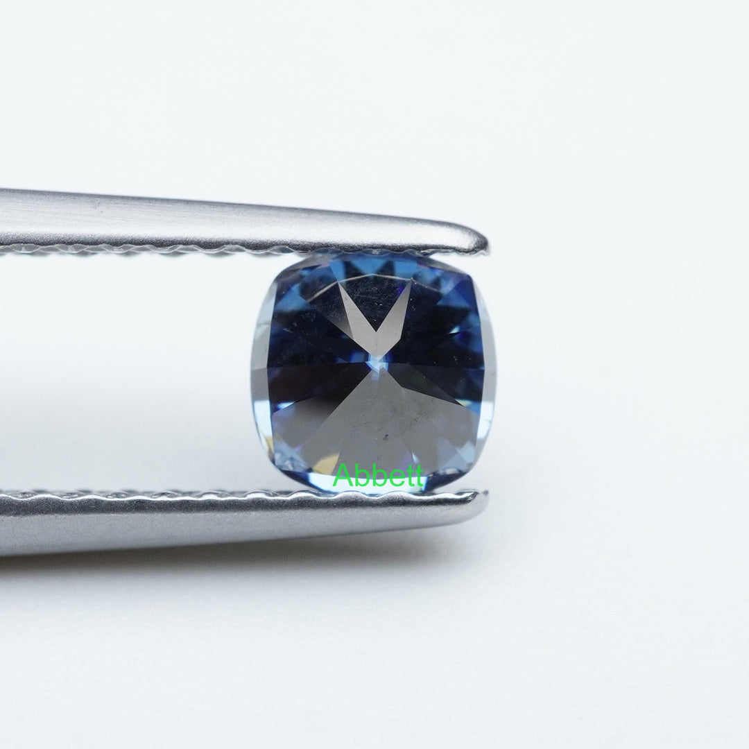 Cushion blue moissanite