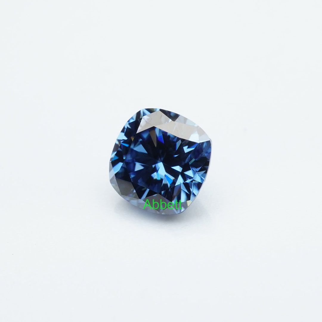 Cushion blue moissanite