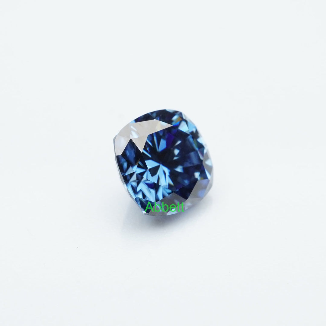 Cushion blue moissanite