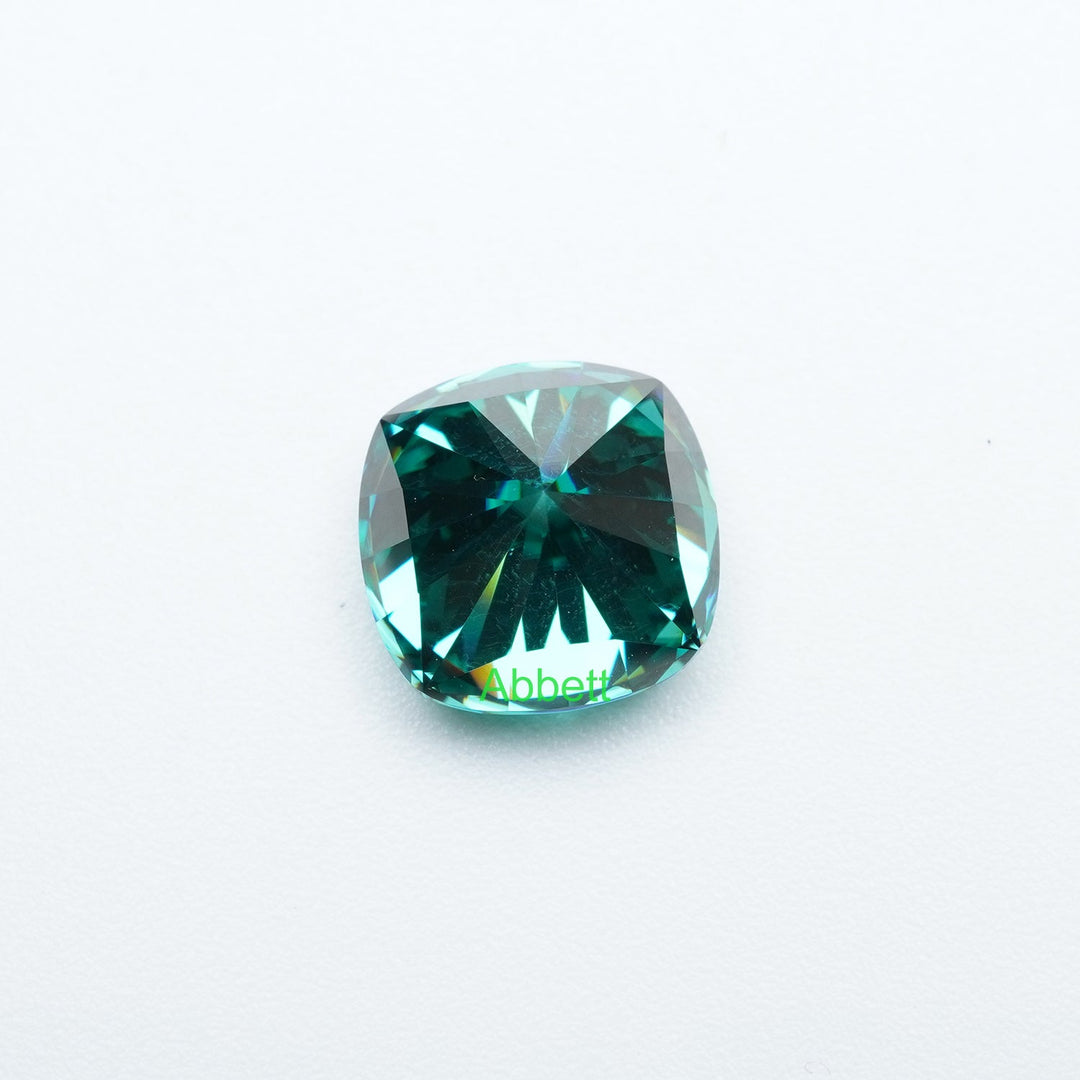 Cushion green moissanite