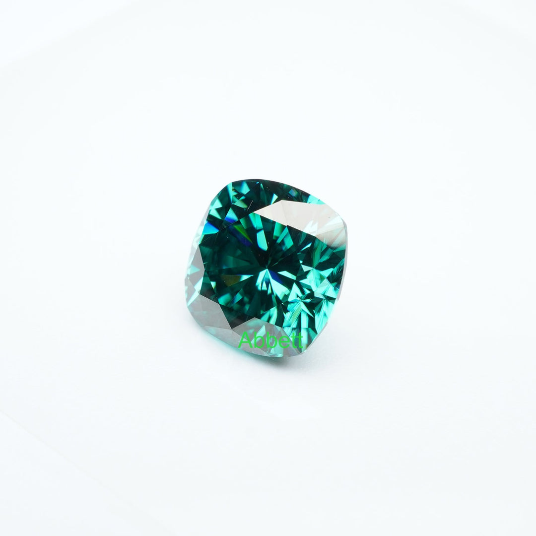 Cushion green moissanite