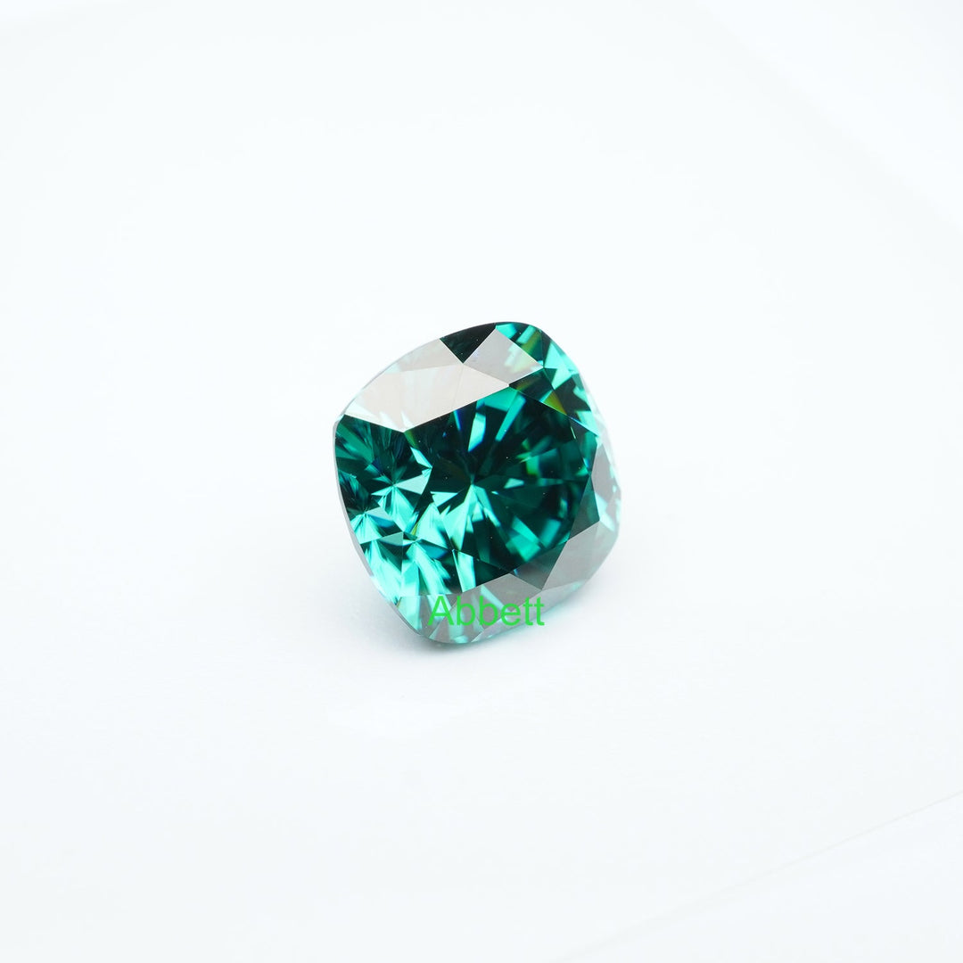 Cushion green moissanite