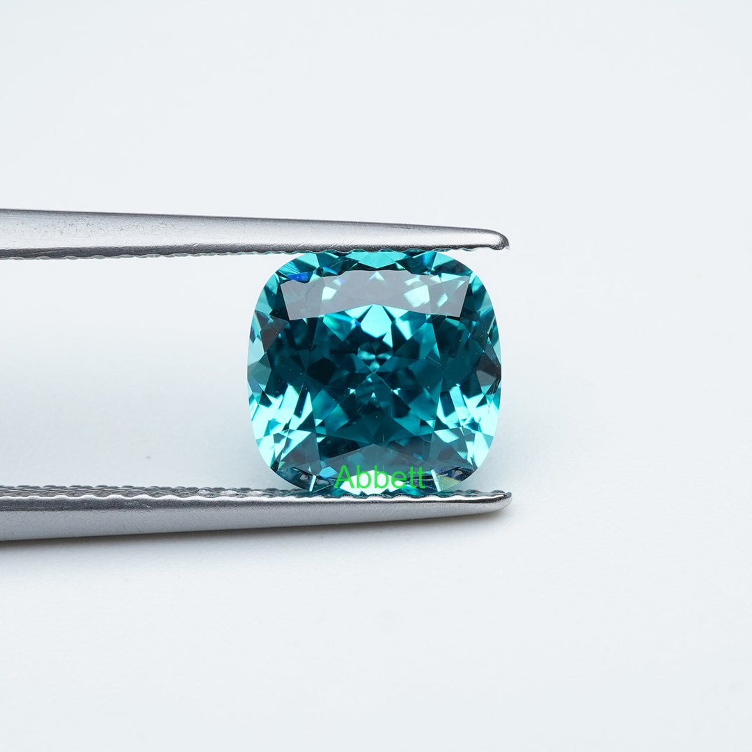 Cushion lab grown Paraiba YAG