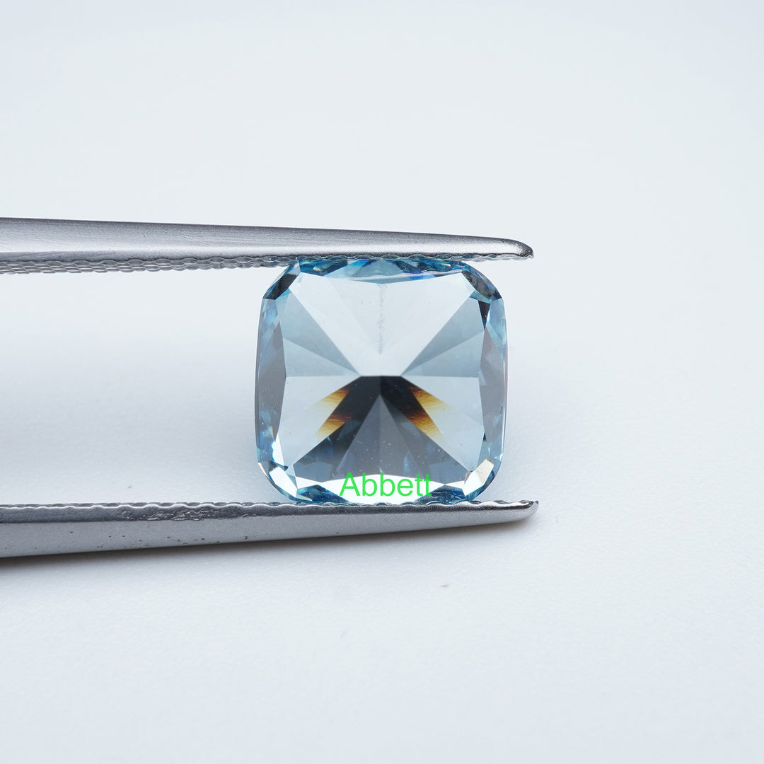 Cushion lab grown blue diamond
