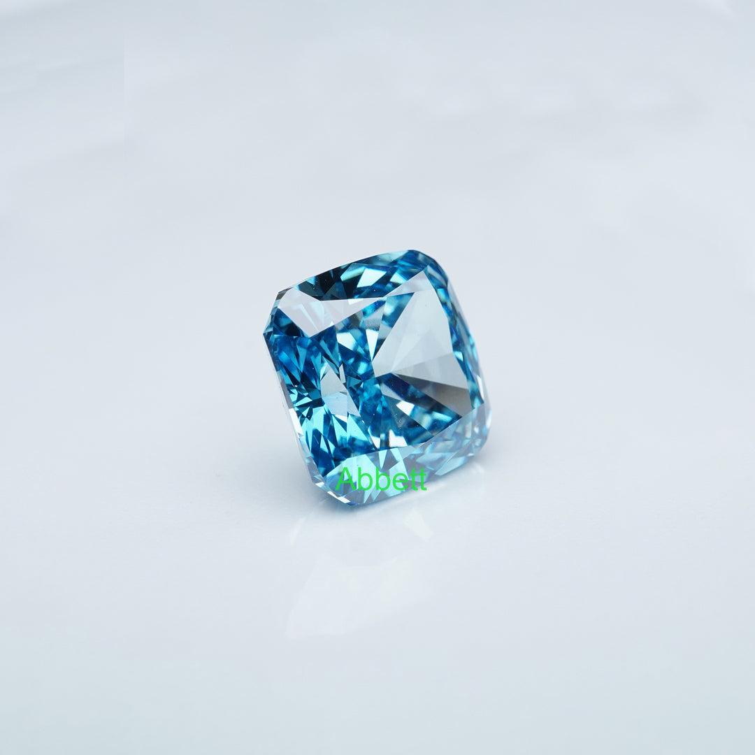 Cushion lab grown blue diamond