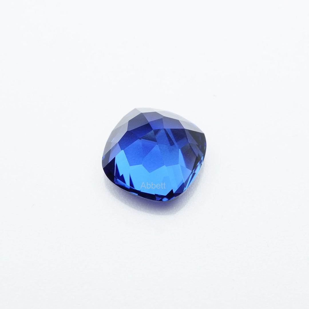 Cushion lab grown blue sapphire