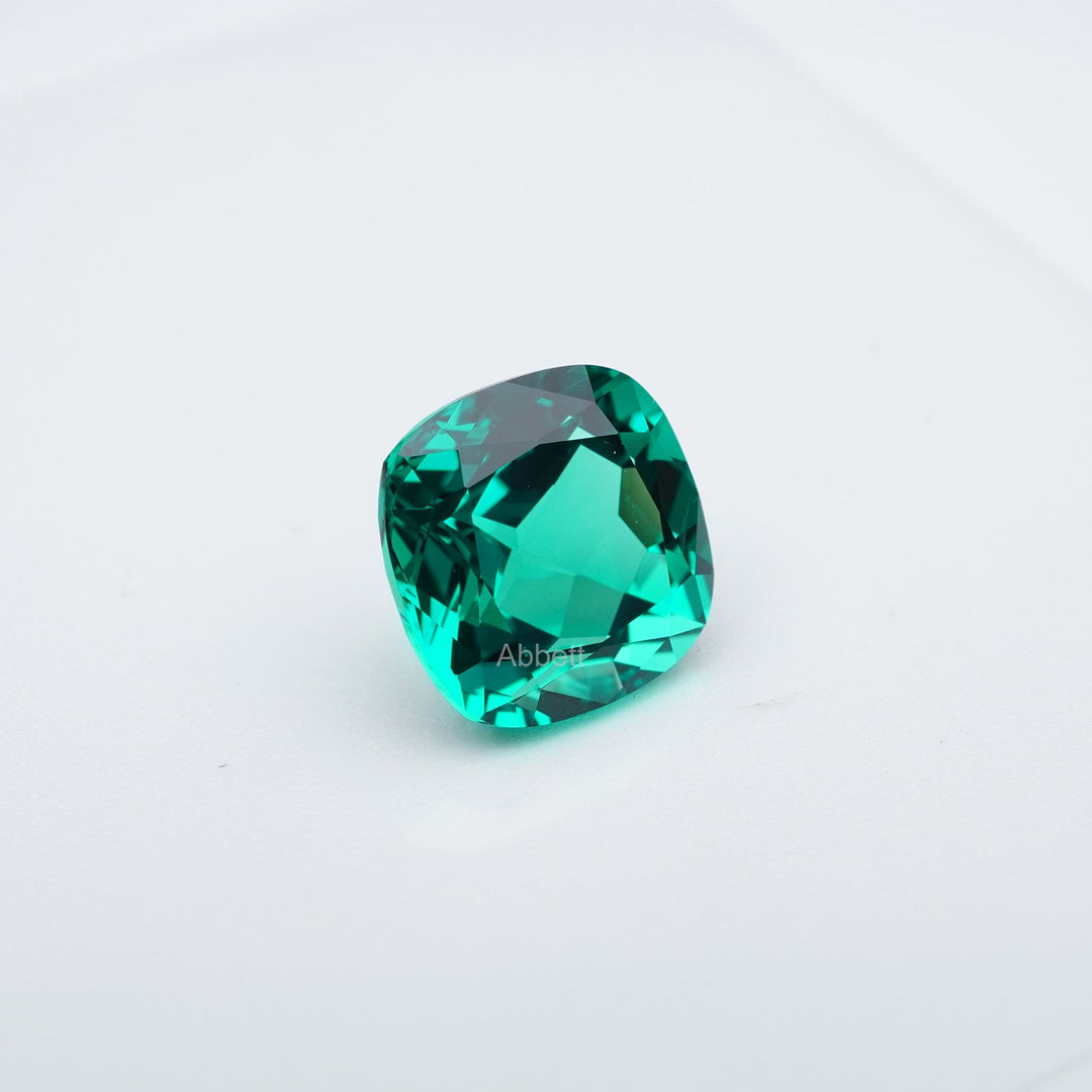 Cushion lab grown emerald