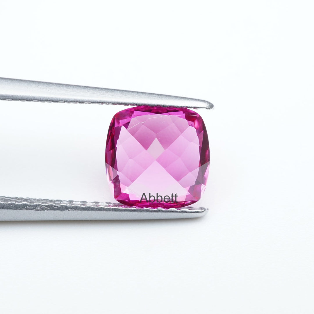 Cushion lab grown hot pink sapphire