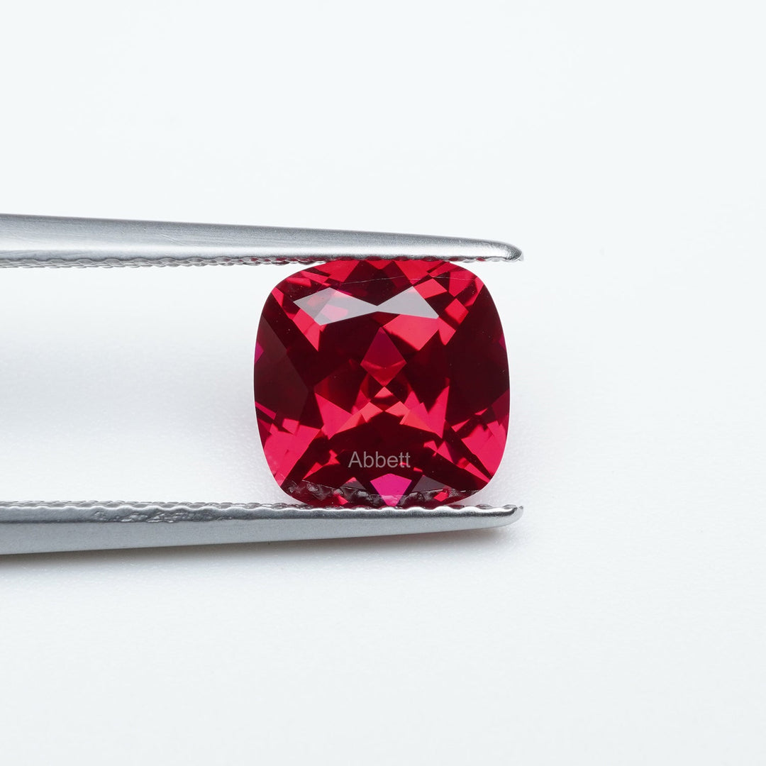 Cushion lab grown ruby
