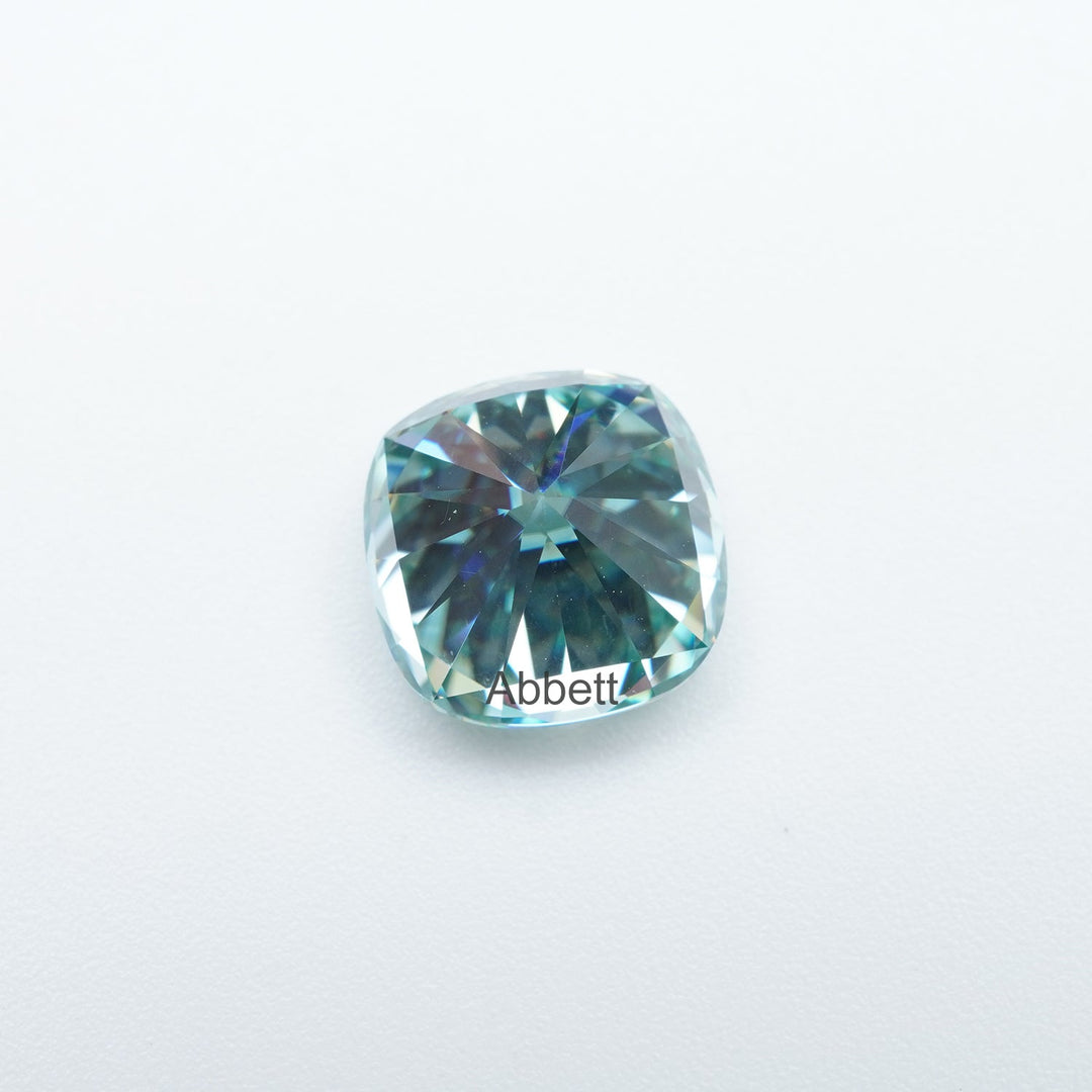 Cushion teal moissanite