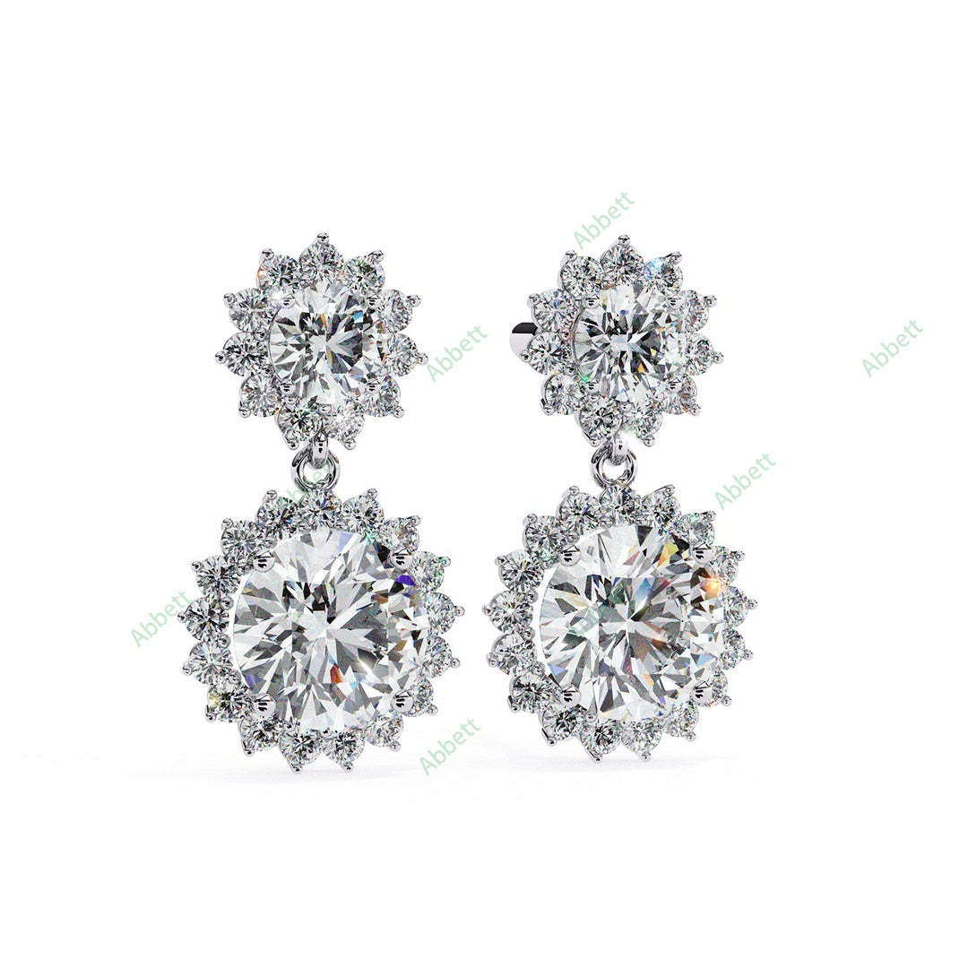 Round Halo Drop Earring DRHA1360