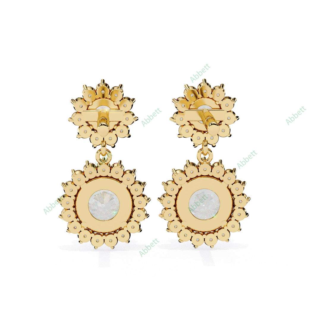 Round Halo Drop Earring DRHA1360