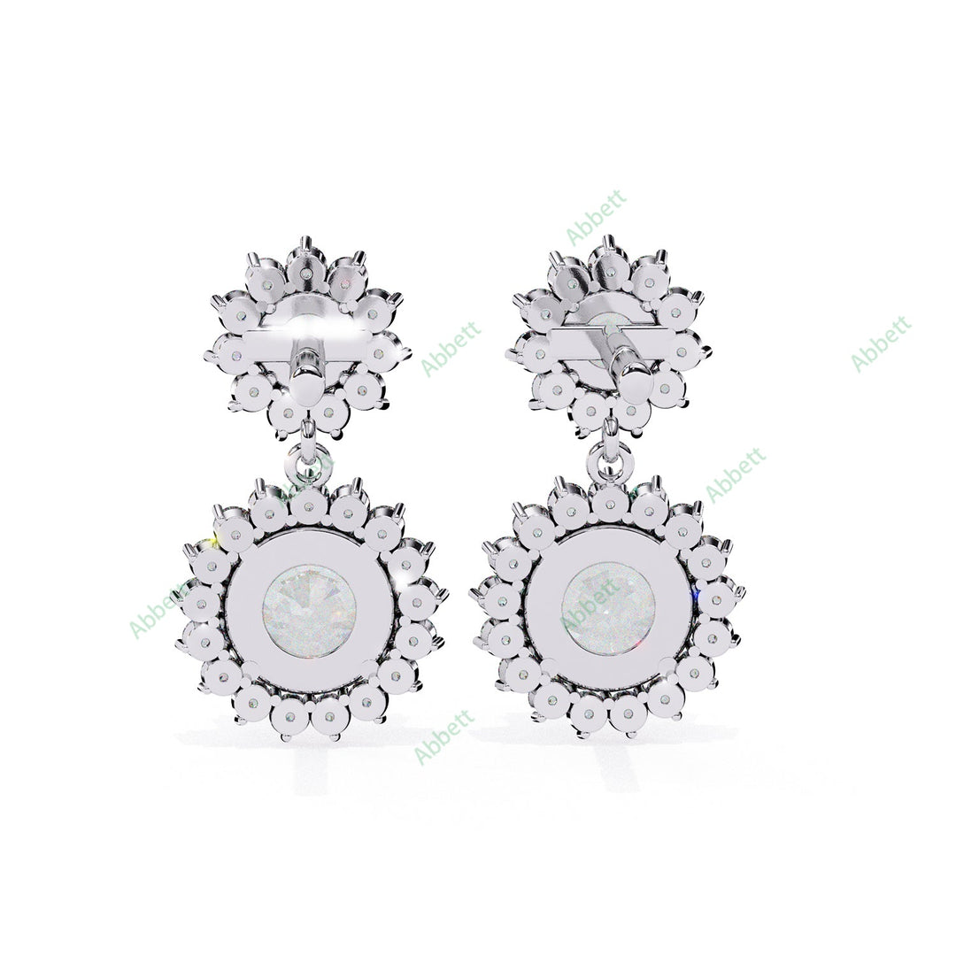 Round Halo Drop Earring DRHA1360