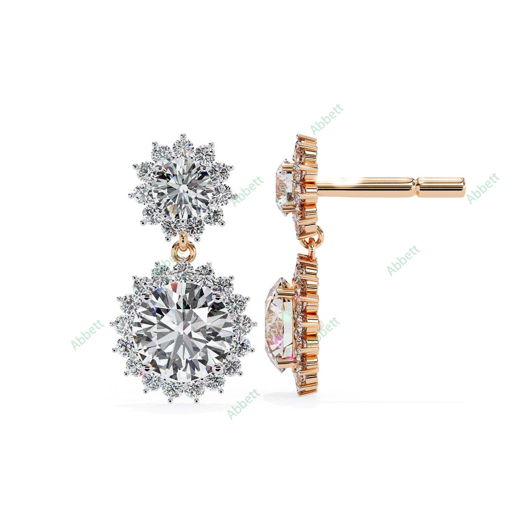 Round Halo Drop Earring DRHA1360