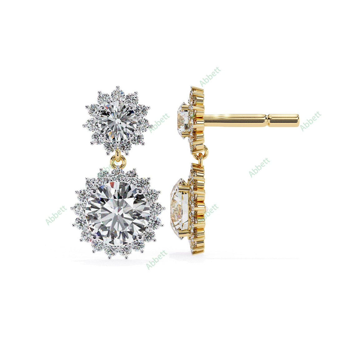 Round Halo Drop Earring DRHA1360