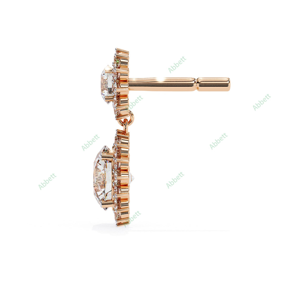 Round Halo Drop Earring DRHA1360