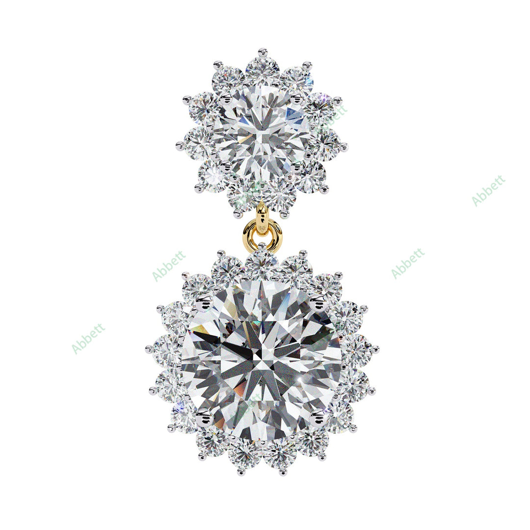 Round Halo Drop Earring DRHA1360
